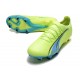 Puma Ultra Ultimate FG Green Yellow Ltblue Low Soccer Cleats For Men